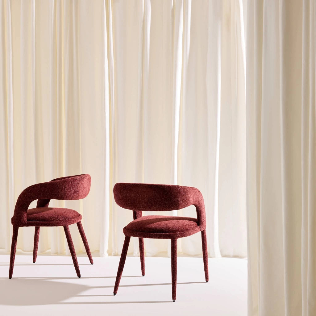 Set 2 poltrone contemporanee in tessuto, bordeaux