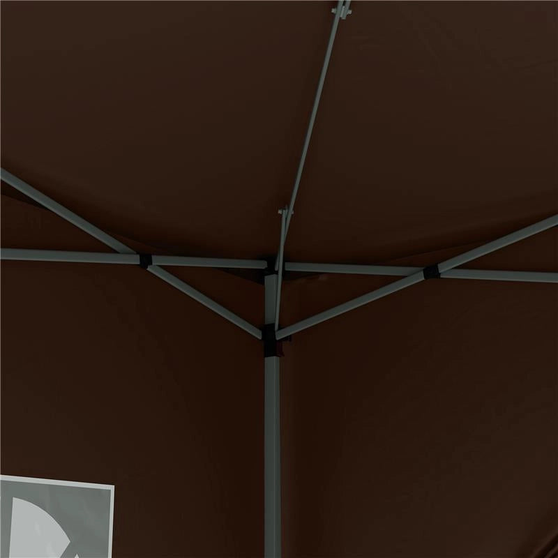 GAZEBO DA ESTERNO 3X3 M PIEGHEVOLE CON 4 PANNELLI LATERALI IN ACCIAIO E TESSUTO OXFORD COLOR CAFFÈ