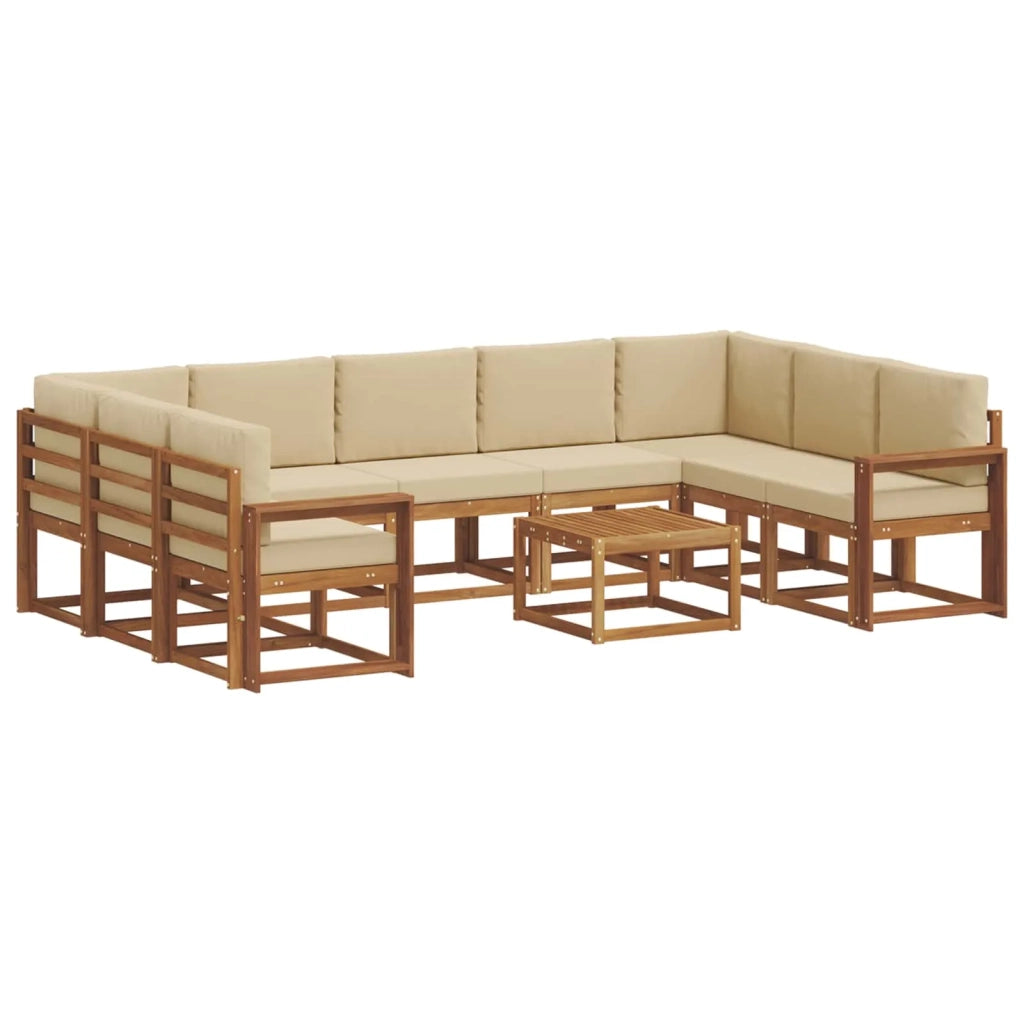 Set di divani da esterno con cuscino 10 pcs Naturale e Beige