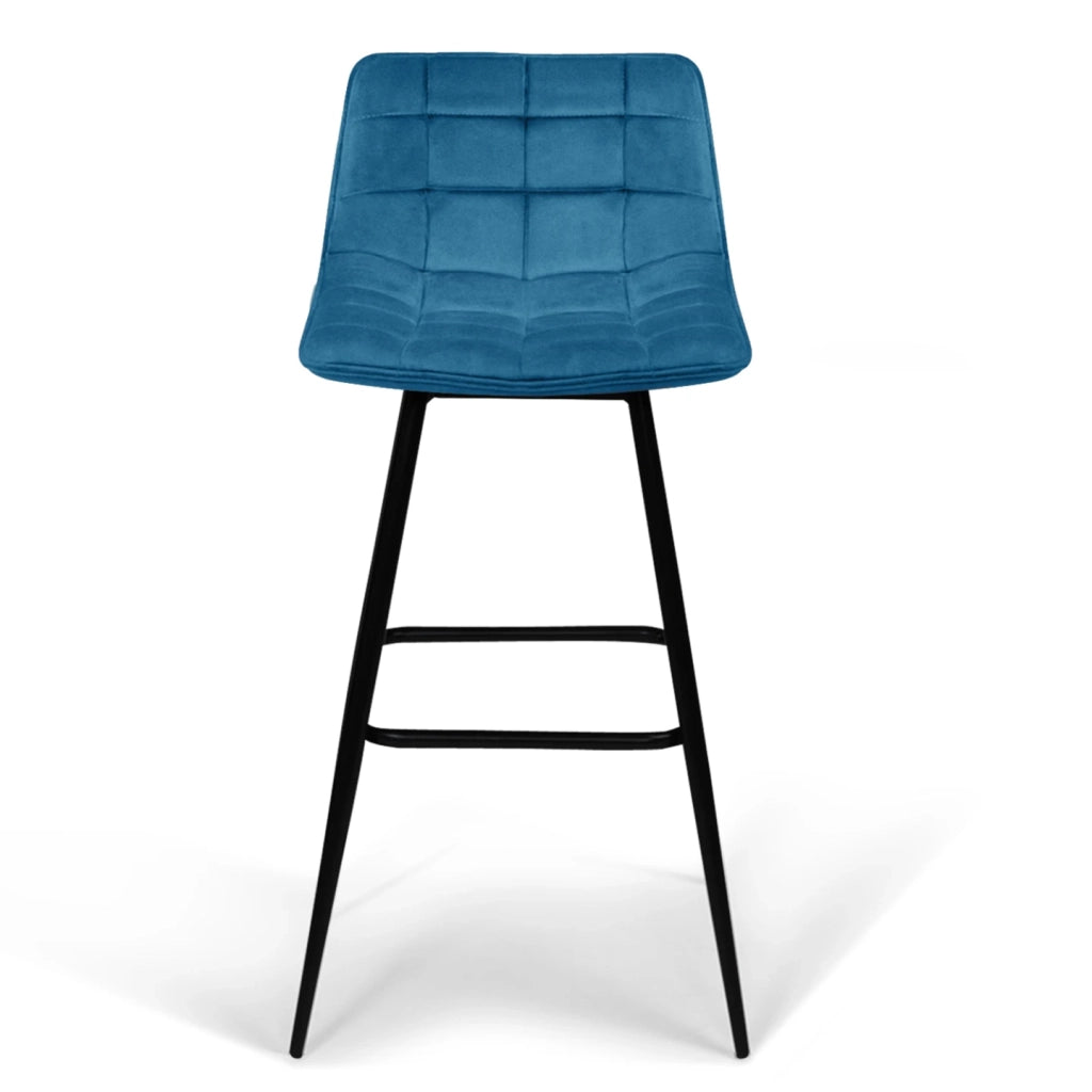IDMarket - Set di 4 sgabelli da bar in velluto blu, grigio chiaro, grigio scuro, giallo MADY