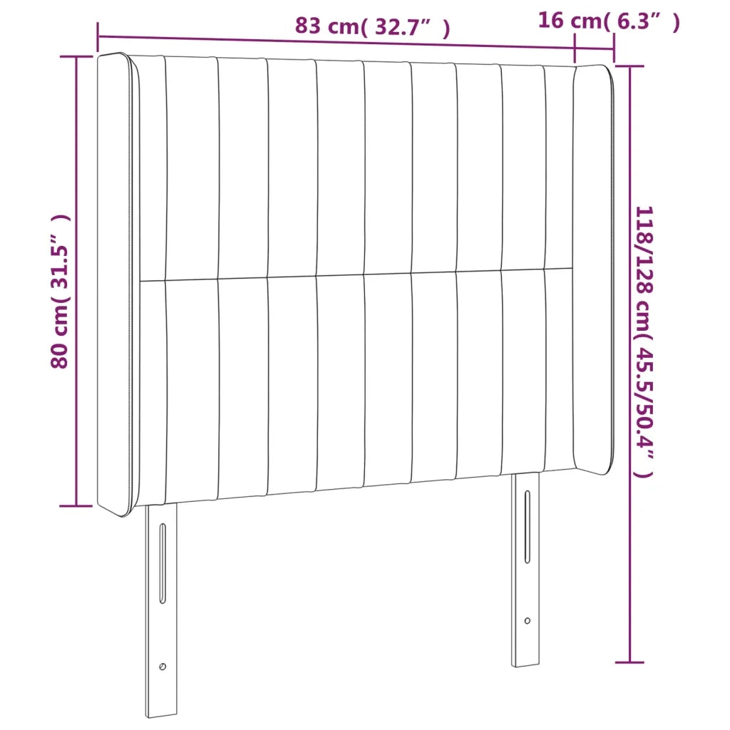 Testiera ad Orecchio Grigio Chiaro 83x16x118/128 cm in Tessuto 3119792