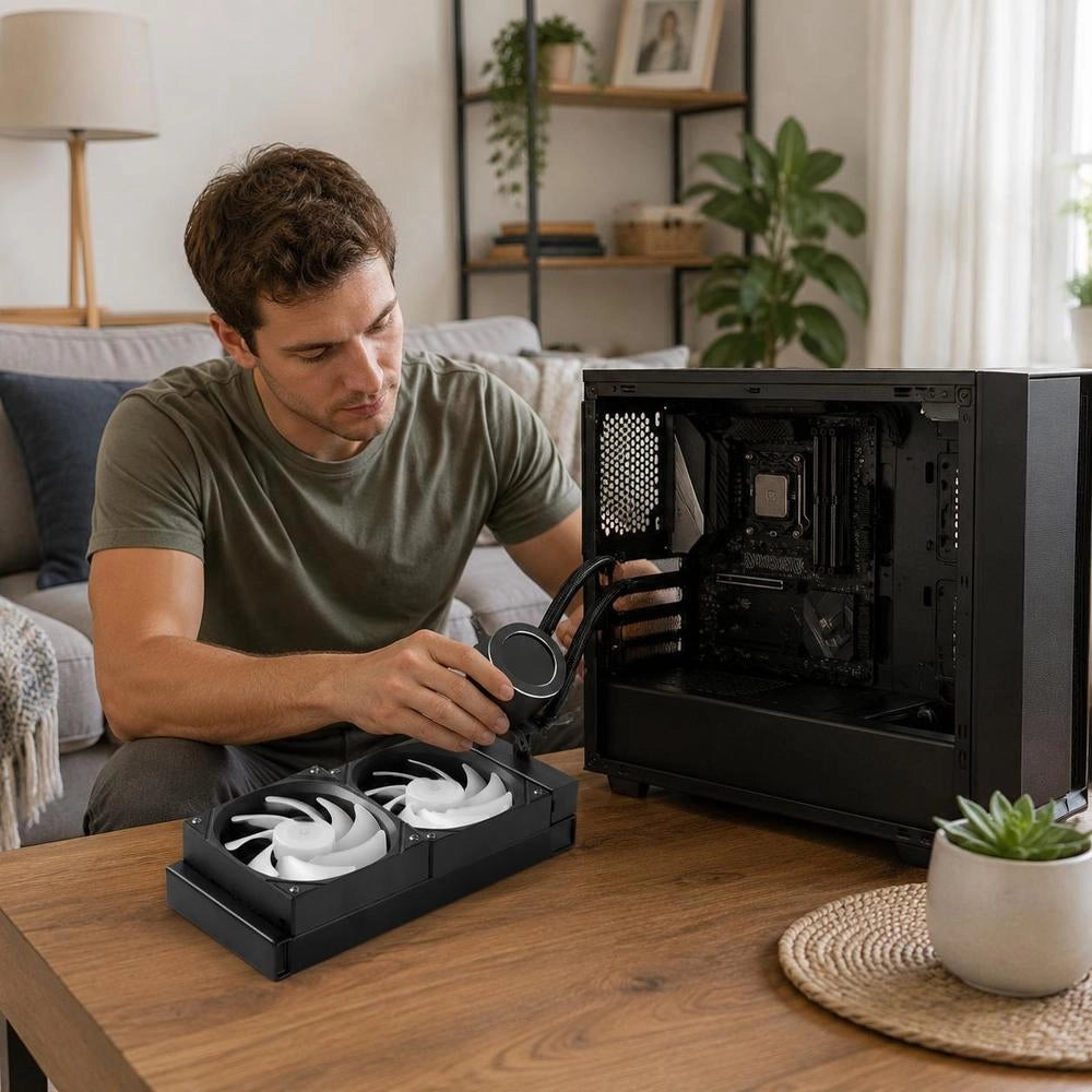 CPU Liquid Cooler, AIO CPU Water Cooler – 120 Mm PWM Fan & Pump, PC Water Cooling With 5.3 Cm LCD Display & ARGB Lighting, For Intel 115X/1366/2011/1700/1200, AMD AM4/AM5