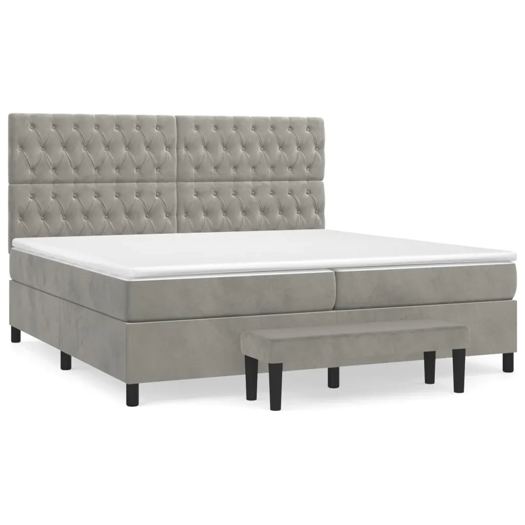 Giroletto a Molle con Materasso Grigio Chiaro 200x200cm Velluto 3138043