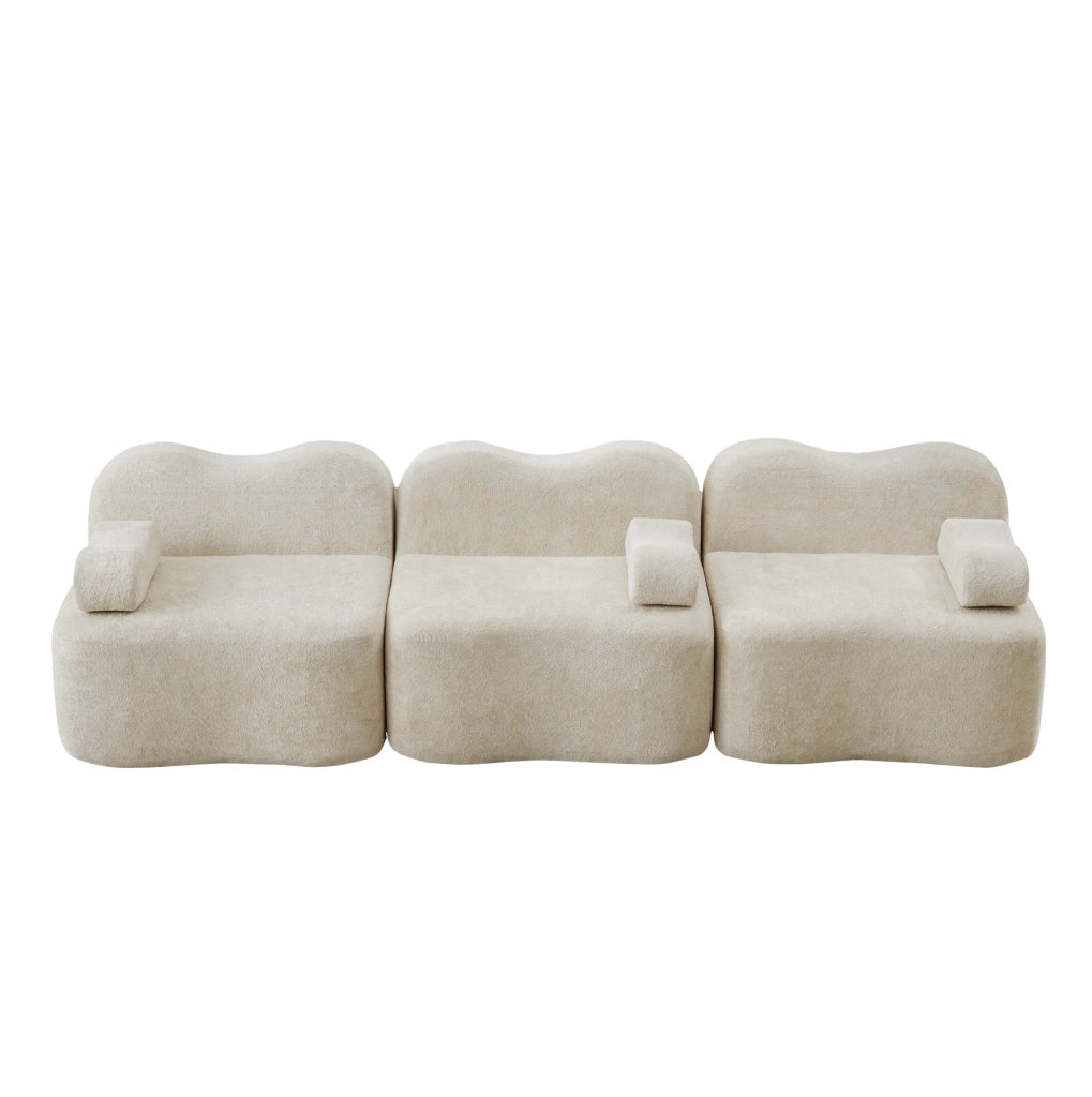 Divano modulare senza struttura in velluto beige