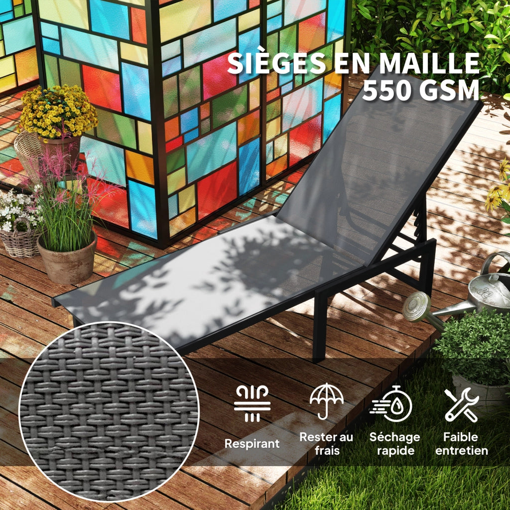 Poltrona relax giardino reclinabile in tessuto grigio ¨C zephmum ¨C 5 posizioni
