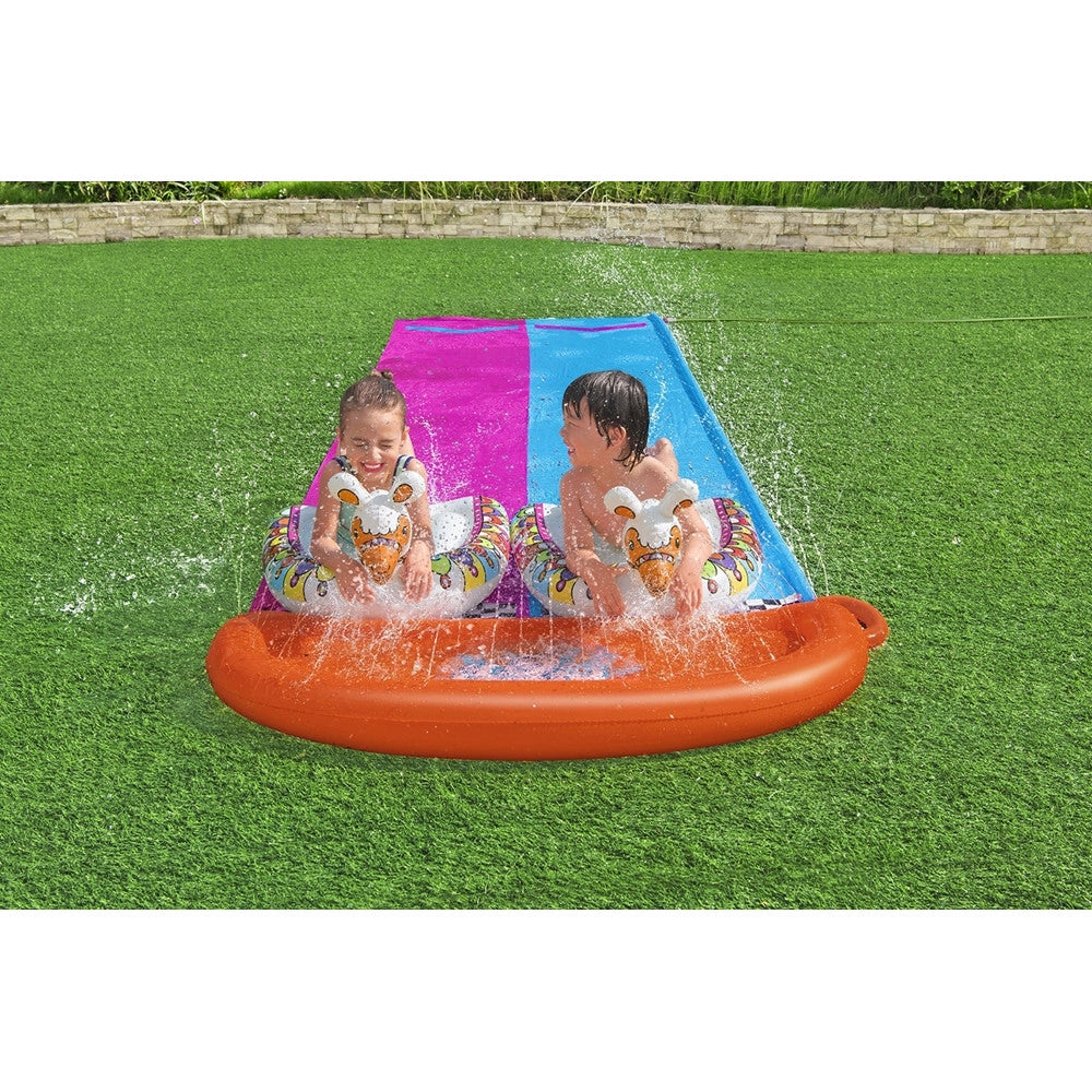 Trade Shop - Scivolo Acquatico Per 2 Persone Con Tavole Surf Lama Gonfiabili 488cm Bambini Giardino 52320 -