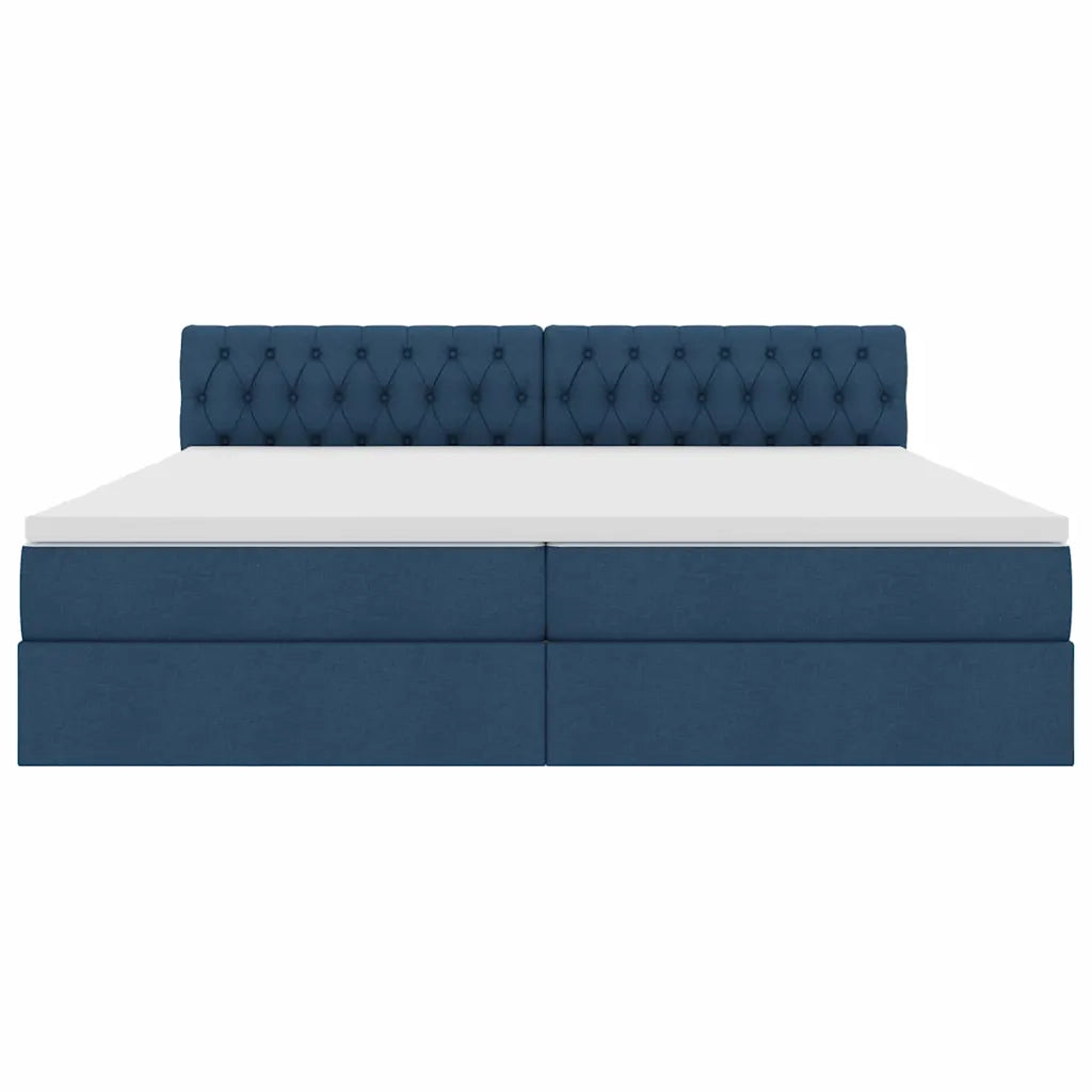 Letto con contenitore e materasso con testiera Blu 200 x 200 cm