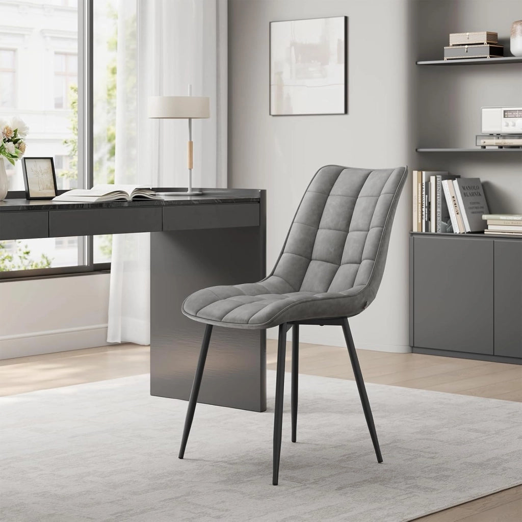 Sedie da Pranzo con Schienale senza Braccioli Sgabello in Ecopelle per Cucina Grigio BH207gr-2