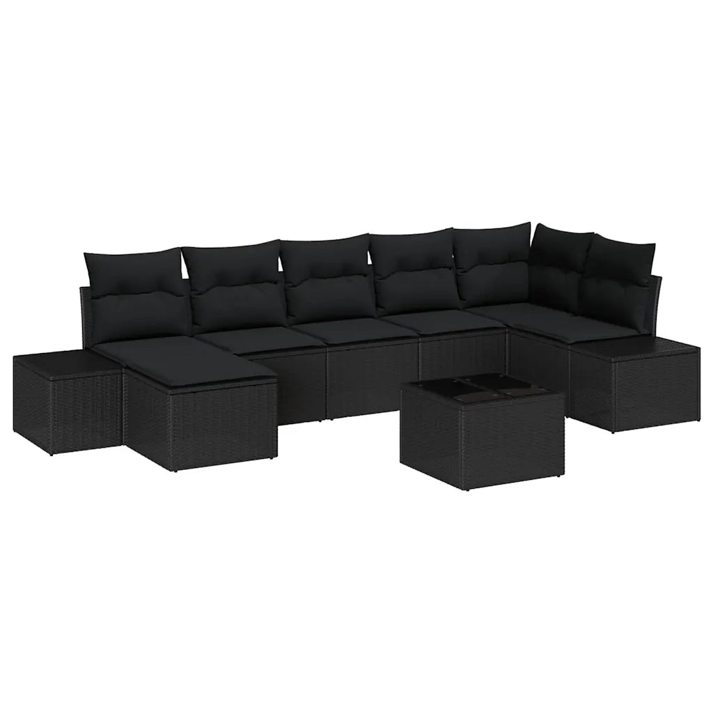 Set Divano da Giardino con cuscino 8 pcs Nero polyrattan 3347163
