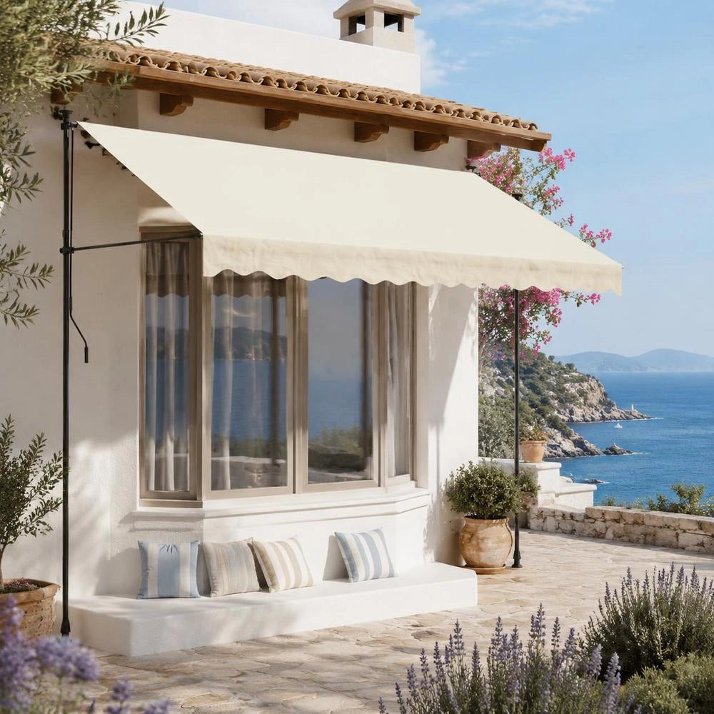 Retractable Awning, Cream, 400x150 Cm, Fabric And Steel