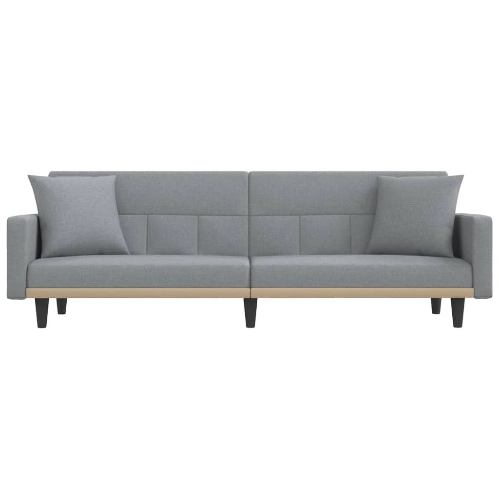 Divano letto con cuscini 220 x 89 x 70 cm tessuto grigio chiaro 02_0019830