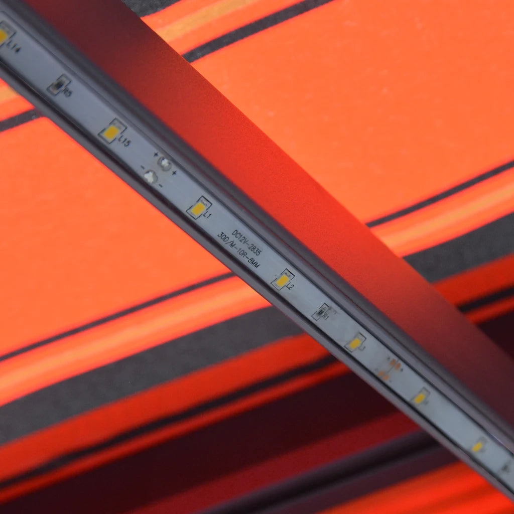 Tenda da Sole Retrattile Manuale LED 450x300 cm Arancio Marrone 3055231