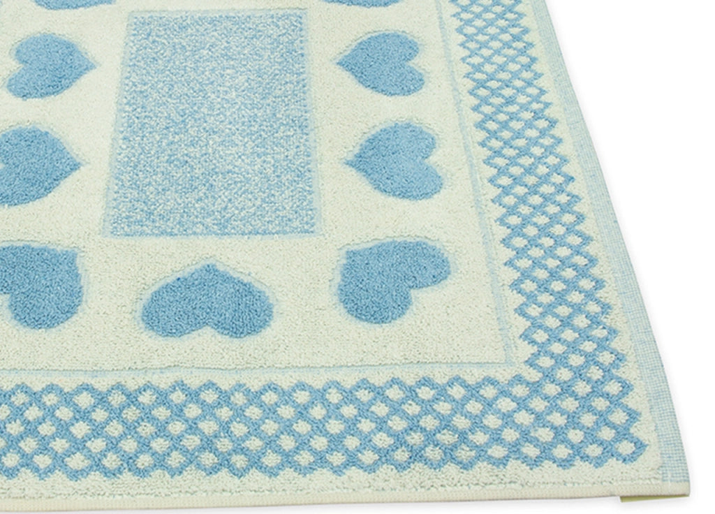 Tappeto Bagno Doccia Spugna Tappetino Assorbente Cotone Pelo Corto Mod. Love O.B - 60x120 - Azzurro