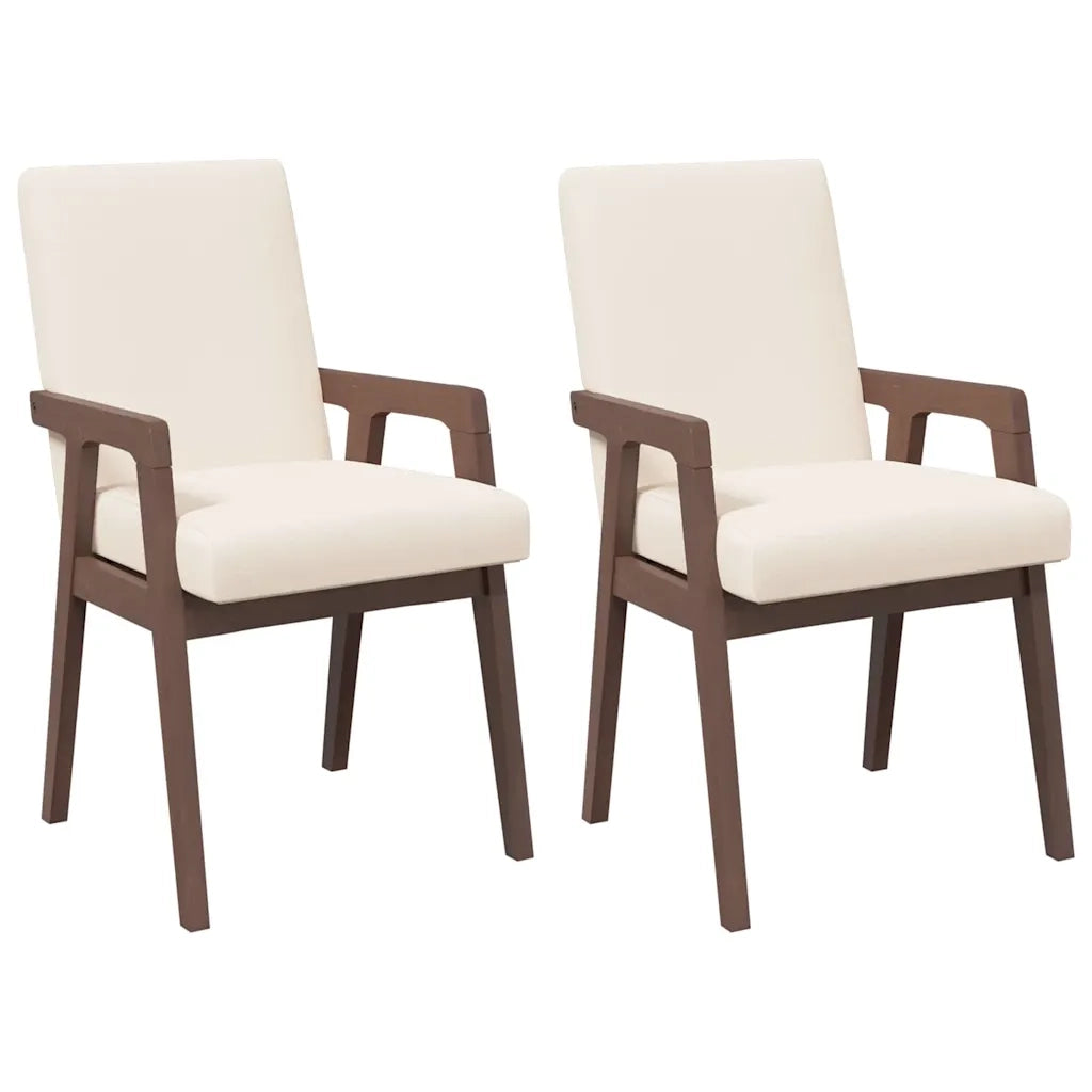 Sedie da Pranzo con Cuscini 2pz Marrone Legno Massello di Hevea 4102481