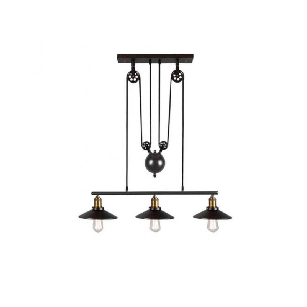 Trade Shop - Lampadario A Sospensione Vintage 3 Punti Luce Attacco E27 Stile Industriale A02 -