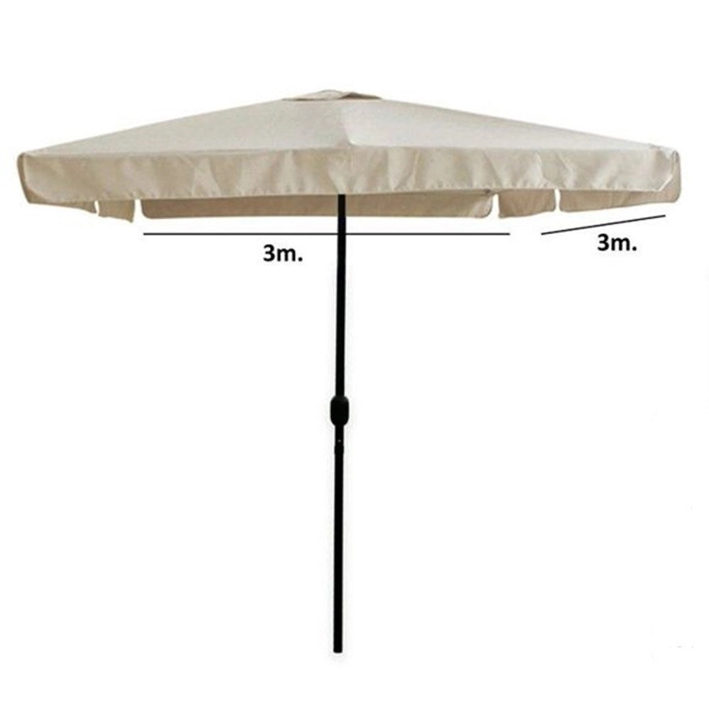 Trade Shop - Ombrellone Da Giardino Arredo Esterno Balcone Terrazzo Patio 3x3 Mt Beige 223231 -