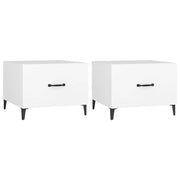 2 pz Tavolini da salotto | Tavolino da caff¨¨ | Tavolino da Soggiorno Gambe in Metallo Bianchi 50x50x40 cm