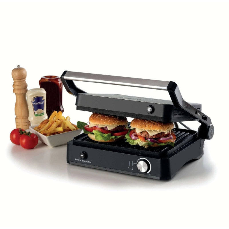 Griglia elettrica 3in1 2000W - 3 modalità di cottura - Piastre antiaderenti - Silver/Black