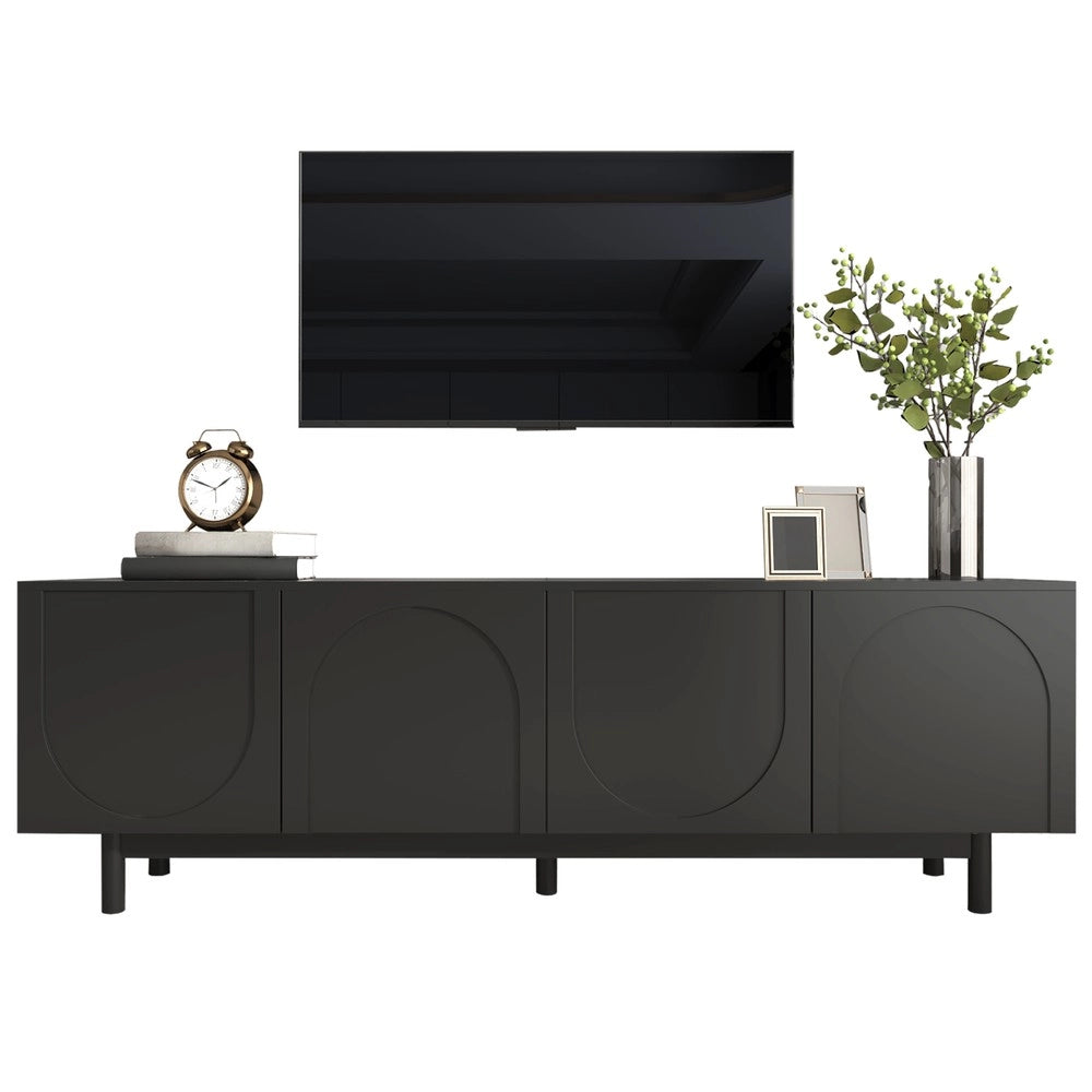 Mobile TV Lowboard ¨C Xylo ¨C Nero, 175x38x56 cm, Ripiani Regolabili