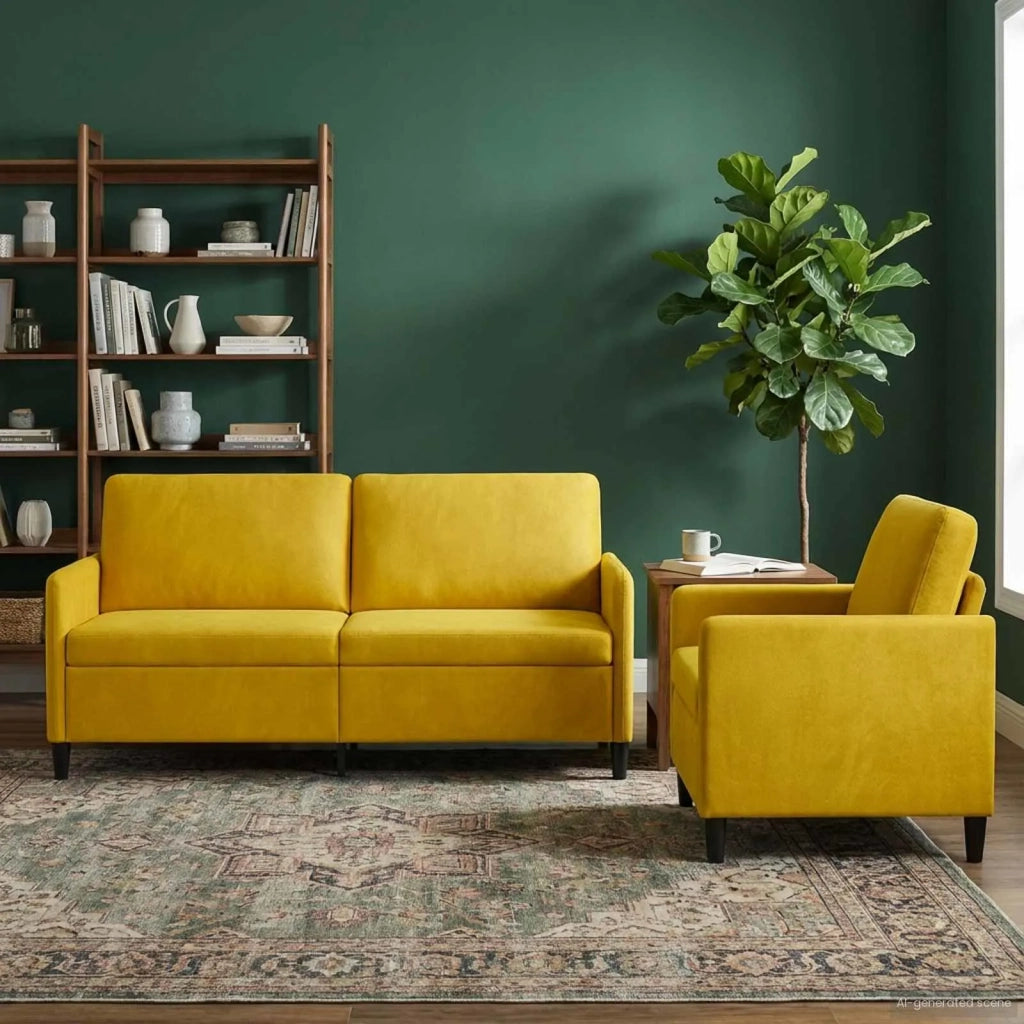 Set di Divani con Storage 2 pz Giallo Poliestere 3429225