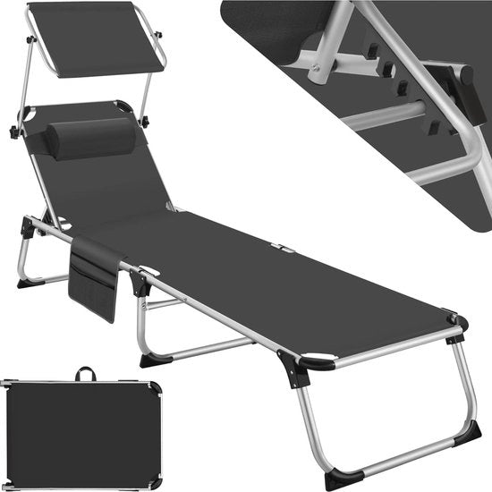 Sedile da Campeggio con Tettino - Sedile da Giardino Reclinabile per Esterno - Sedile da Sole Resistente alle Intemperie e Leggero - Ideale per Campeggio e Spiaggia