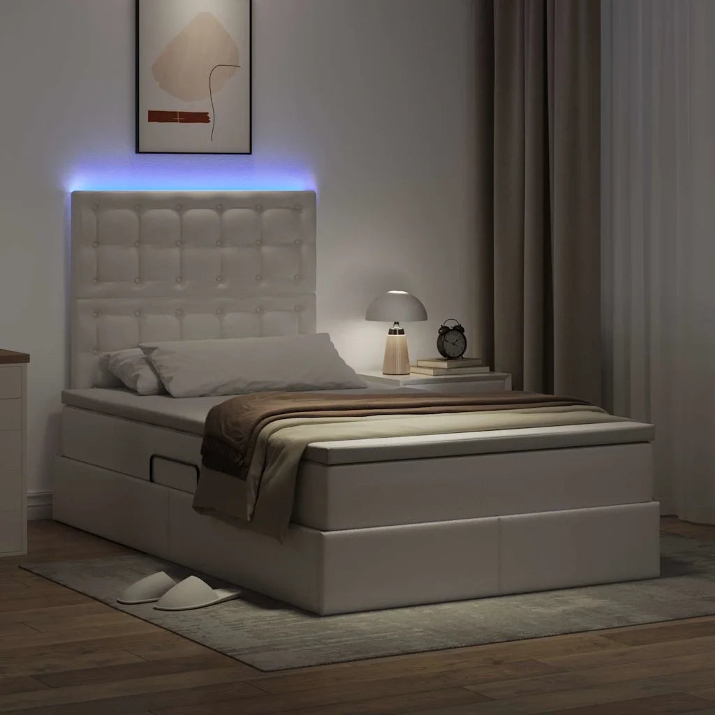 Letto con contenitore e LED con led Bianco Puro 120 x 200 cm