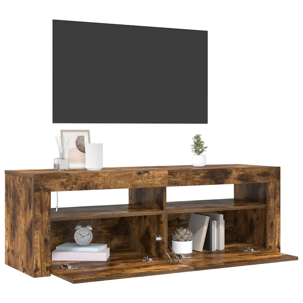 Mobile Porta TV con Luci LED Rovere Fumo 120x35x40 cm 815687
