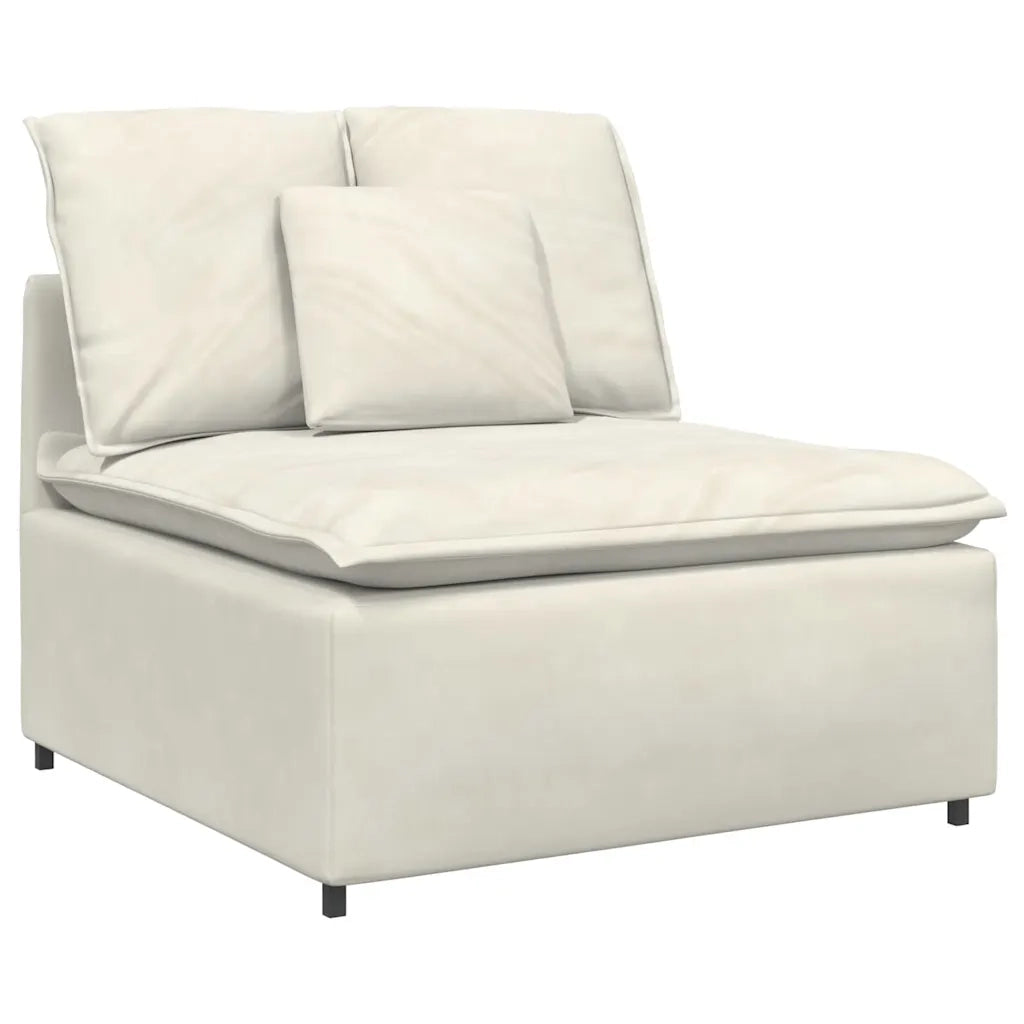 Divano Modulare con Cuscini in Velluto Crema 3321286