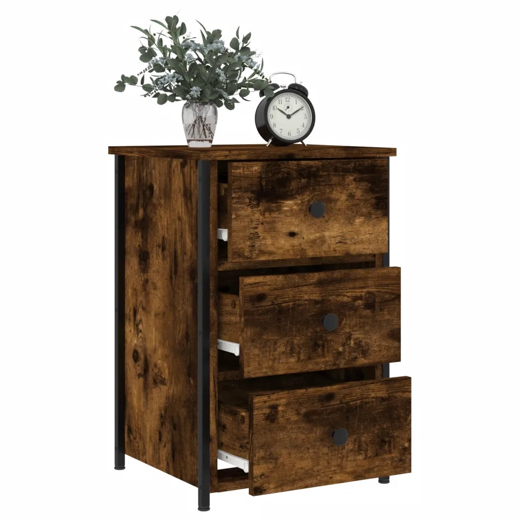 Comodino Rovere Fumo 40x36x60 cm in Legno Multistrato 825997