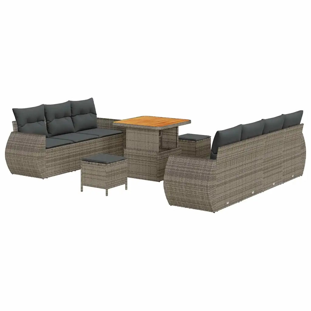Set Divano da Giardino con cuscino 10 pcs Grigio polyrattan 3363788