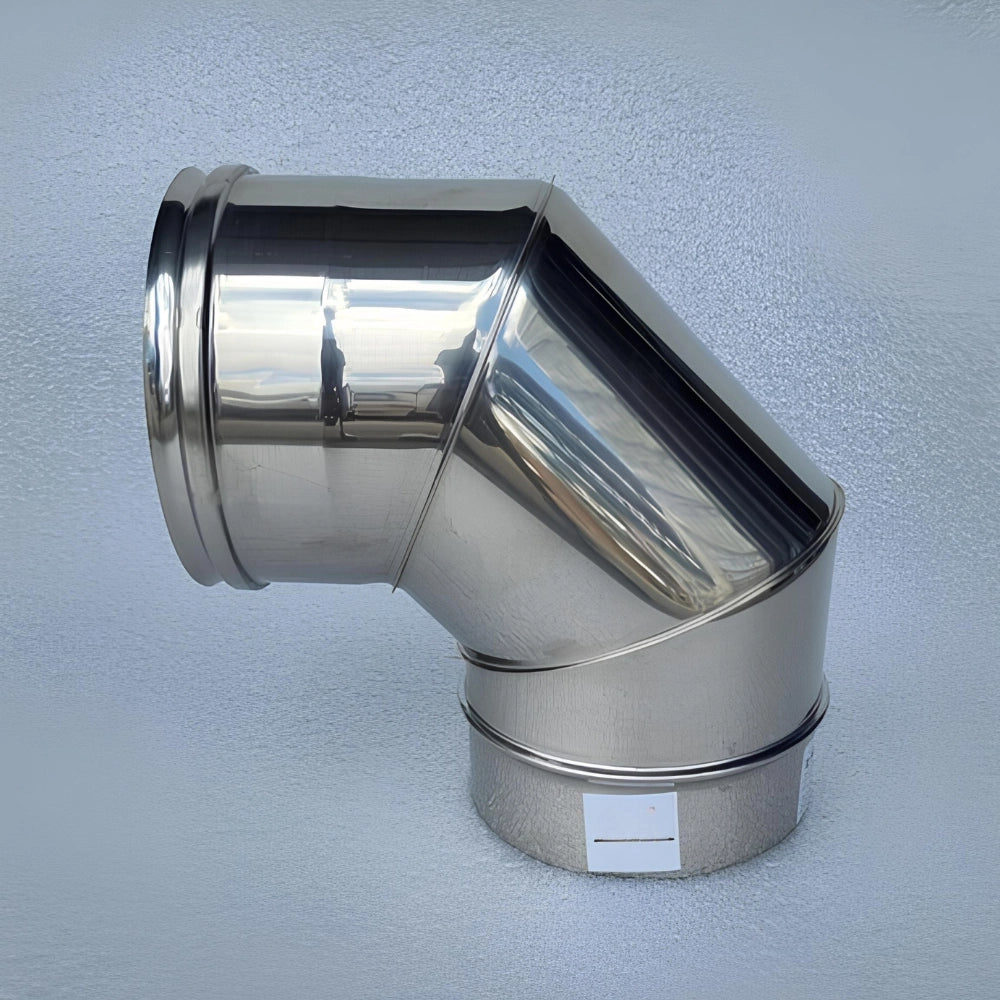 Curva 90° acciaio inox Ø 150 mm spessore 0,5 mm canna fumaria monoparete