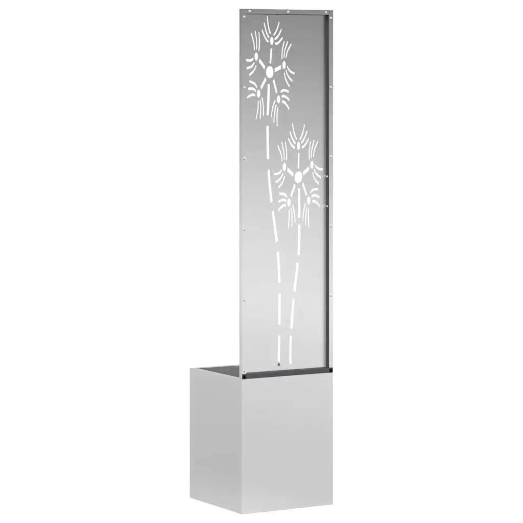 vidaXL Vaso da Giardino con Pannello Decorativo Argento 32 x 140 cm