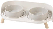 Alimentatore per gatti con set di contenitore, ciotola per gatti elevata con superficie antiscivolo, ciotola per cuccioli per piccoli cani, contenitore per cibo per gatti con ciotola in ceramica doppia e protezione idrorepellente.