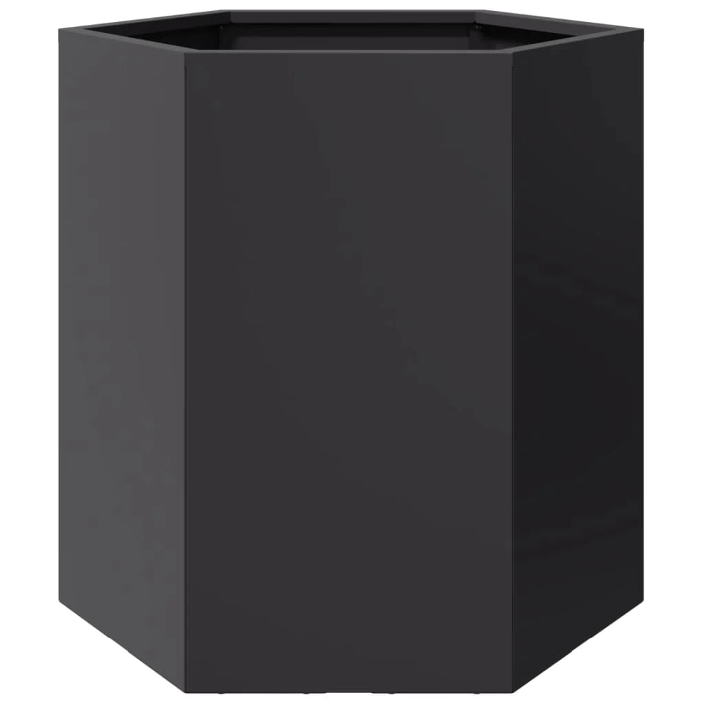 Fioriera rialzata per piante fiori giardino terrazze set da 2 esagonale 46 x 40 x 45 cm acciaio nero 02_0039074