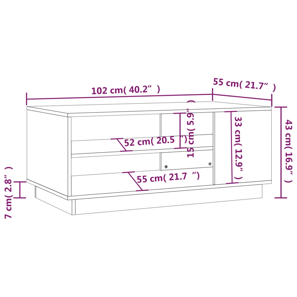 Tavolino da Salotto Nero 102x55x43 cm in Truciolato 810281