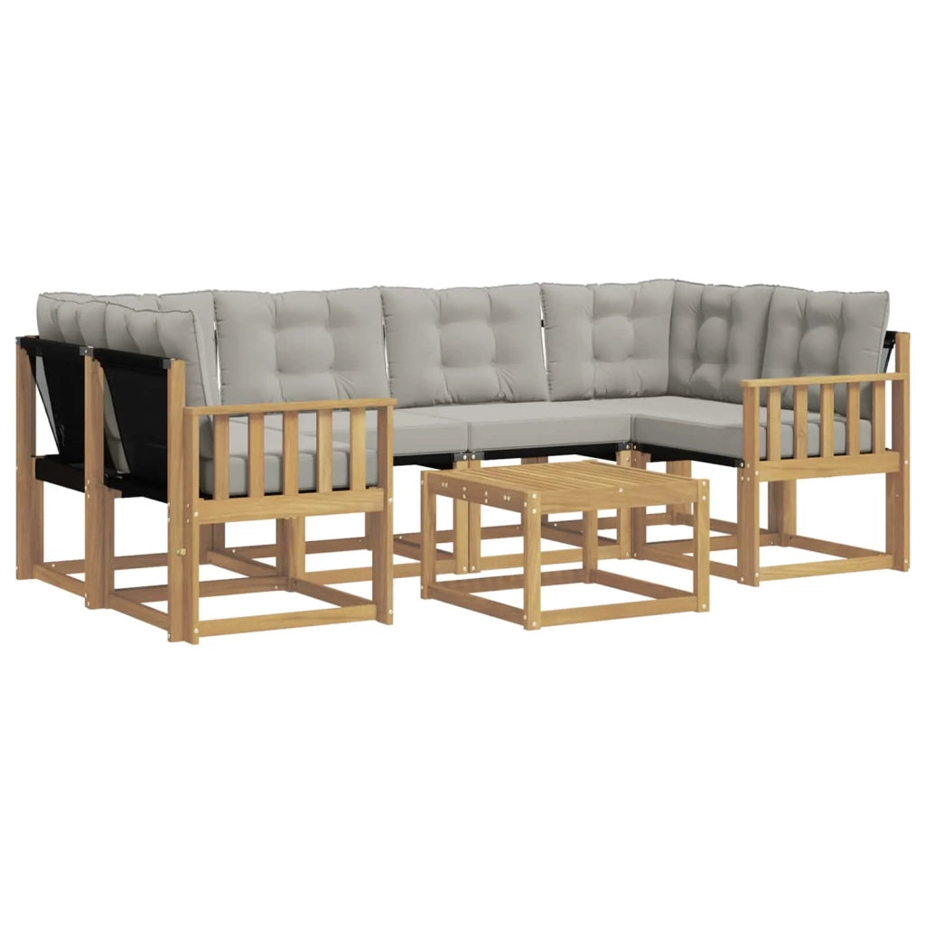 Set di divani da esterno 7 pz Bianco e Grigio Chiaro 3389257