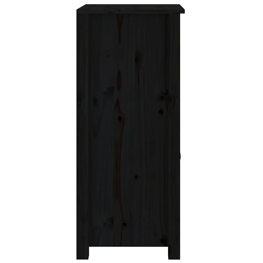 Credenze 2 pz | Madia | Buffet da pranzo | Armadio da pranzo Nere 40x35x80 cm in Legno Massello di Pino
