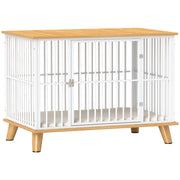 Gabbia per cani con porta di sicurezza e cuscino rimovibile ¨C Xylo ¨C acciaio 86x60x70cm bianco grigio