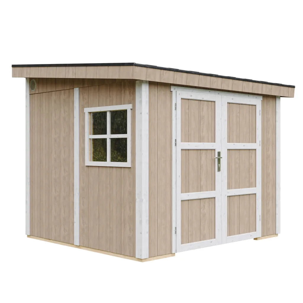 Casetta da giardino di qualit?  PREMIUM 5,9 m?² - H231x248x294 cm - Senza pavimento e parete laterale - Timbela M938B-TERRA BROWN