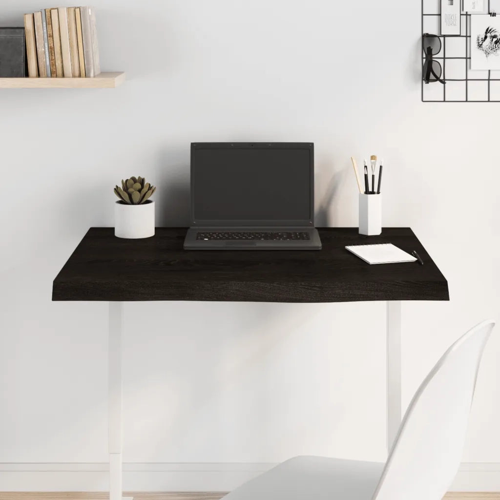 Piano Tavolo | Superficie Tavolo | Piano Scrivania Marrone 80x60x(2-6) cm Rovere Massello Trattato