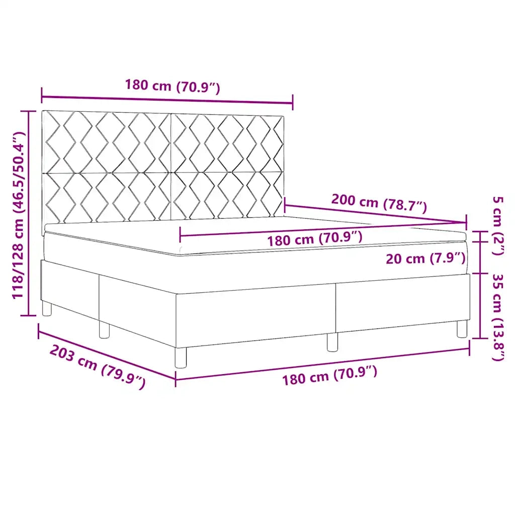 Letto a molle con materasso Rosa 180 x 200 cm Velluto 3339919