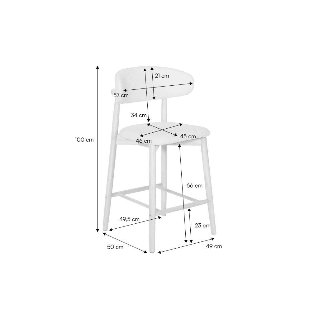 Set di 2 sgabelli da bar in legno di hevea noce e tessuto chenille ,