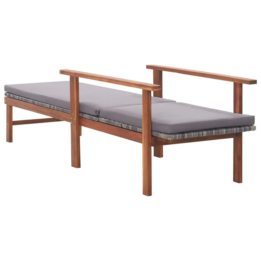 Sedia a sdraio lettino prendisole letto da giardino mobili da giardino mobili da esterno e cuscino resina intrecciata e legno di acacia grigio 02_0012770