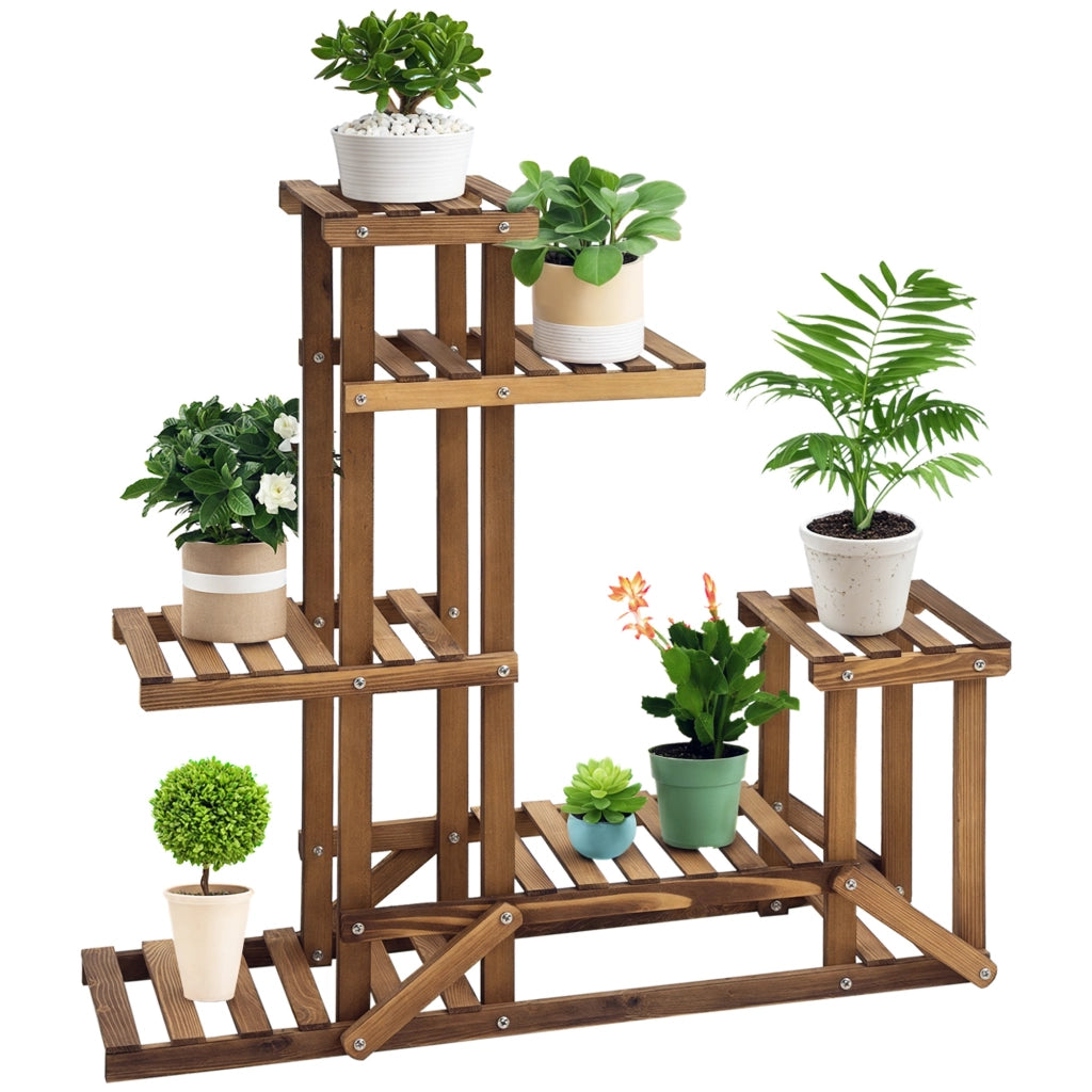 Scaffale Porta Piante a 6 Livelli ¨C Xylo ¨C Legno Asimmetrico 98x28x96.5cm per Giardino e Casa