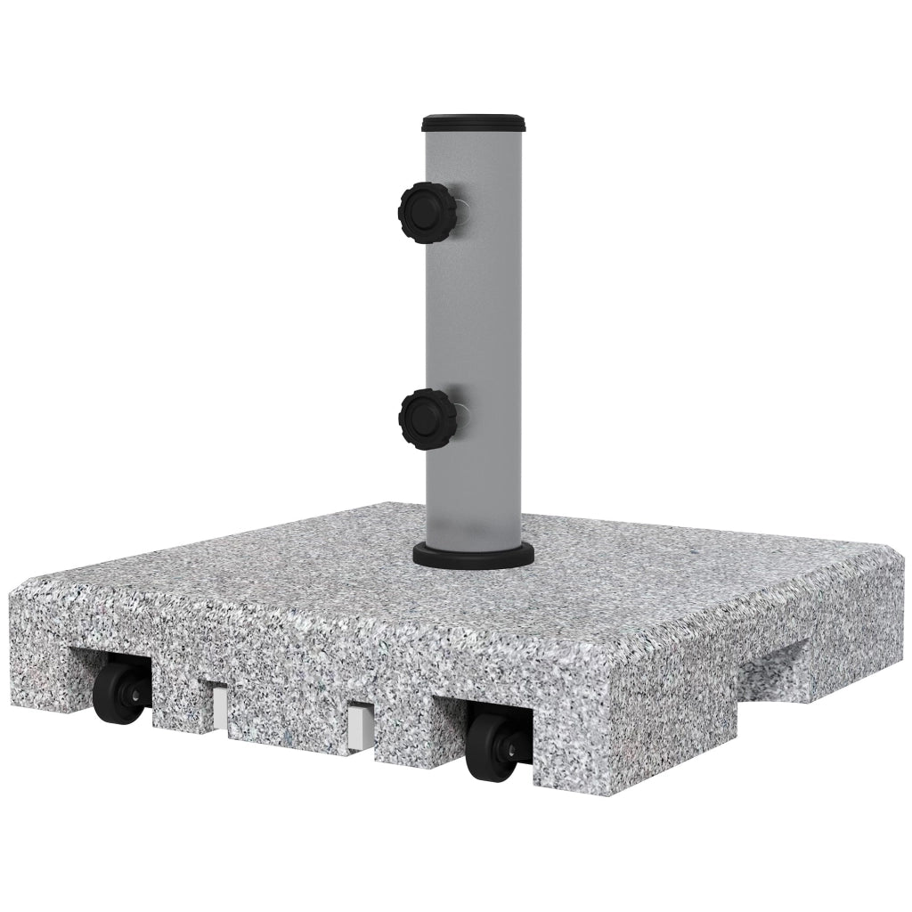Base per Ombrellone da 28kg in Granito con Maniglia Estensibile e Rotelle 41x41x37.5cm Grigio