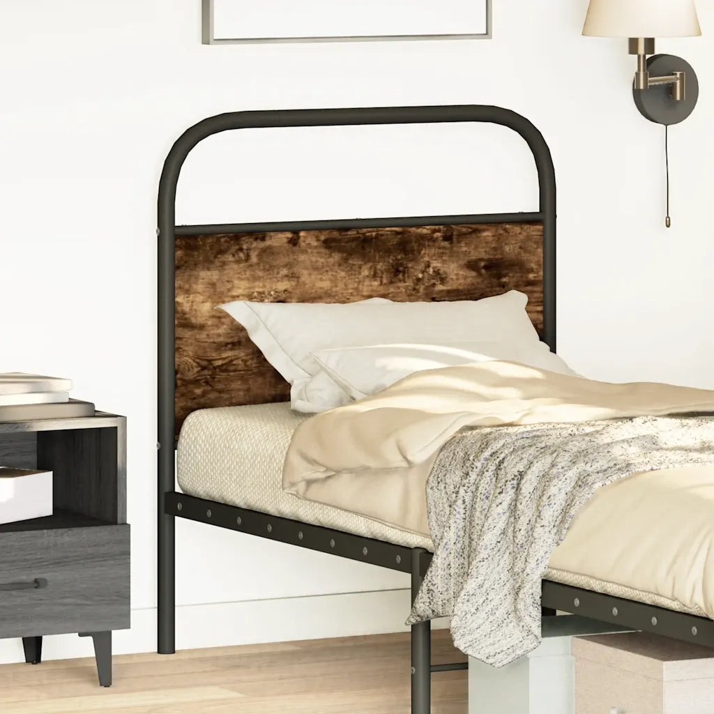 Testiera-Testata-Testiera Decorativa Rovere Fumo 75 cm in Acciaio e Legno Multistrato