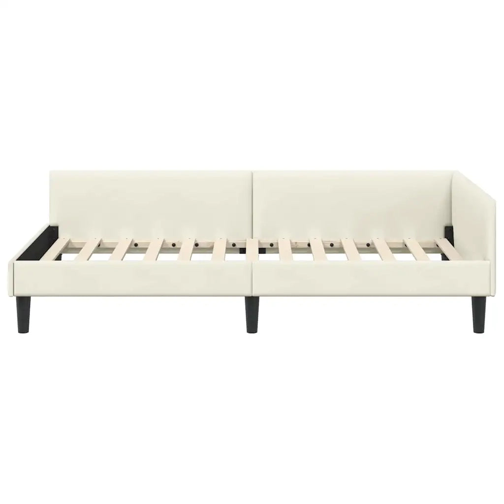 Cornice del letto ad angolo con testiera Crema 100 cm x 200 cm