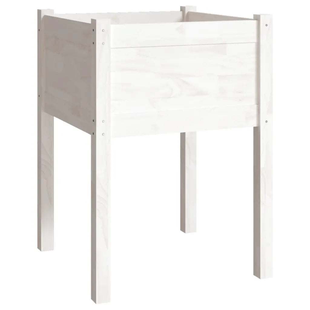 Fioriera da Giardino-Vaso da Esterno Bianca 50x50x70 cm Legno Massello di Pino