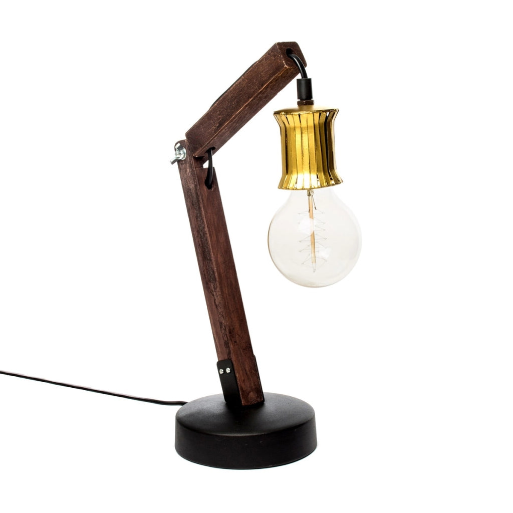 Lampada da tavolo Hangover VII in legno e ottone