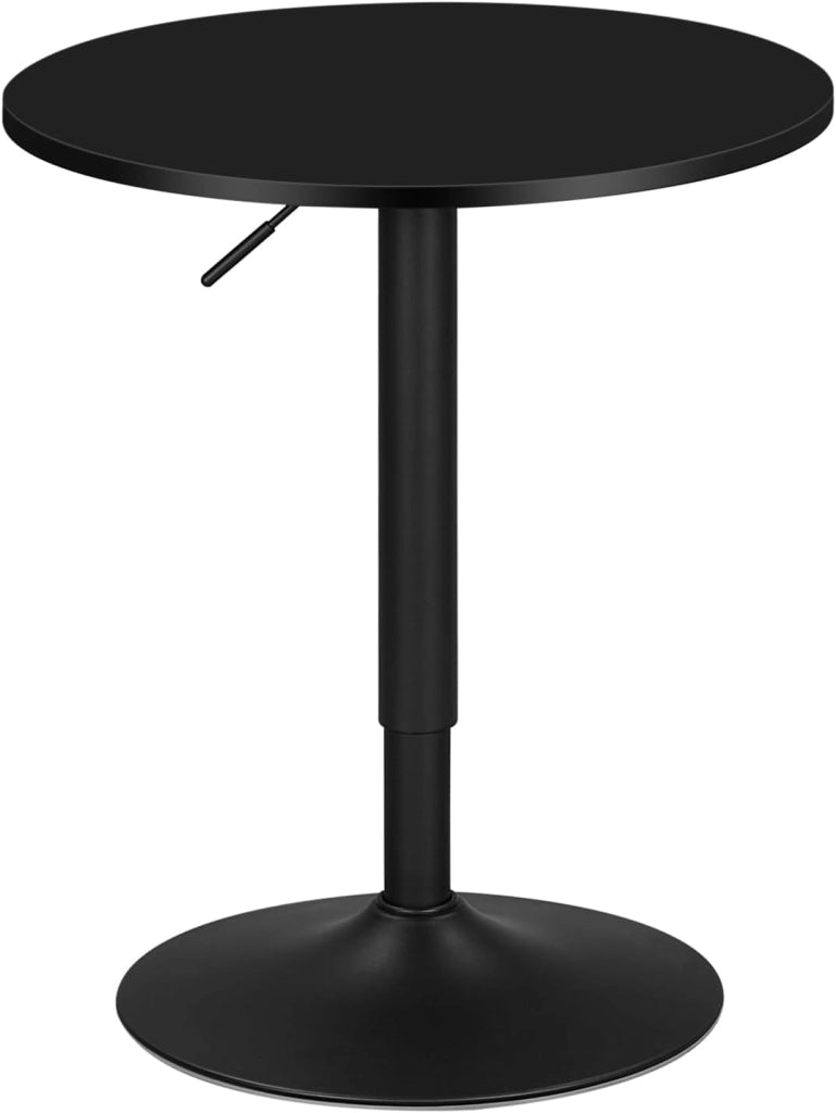 Tavolino da Bar, Girevole Piano Rotondo, Diametri 60 cm, Tavolo da Cucina, Base in Acciaio e Piano in MDF, per Soggiorno, Bianco